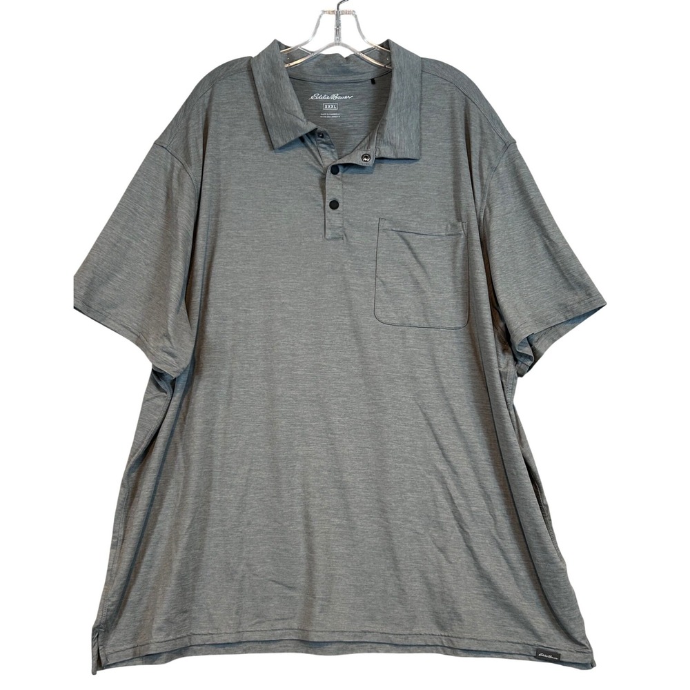 Eddie Bauer Mens XXXL Gray Performance Short Sleeve Pocket Polo Shirt Gorpcore